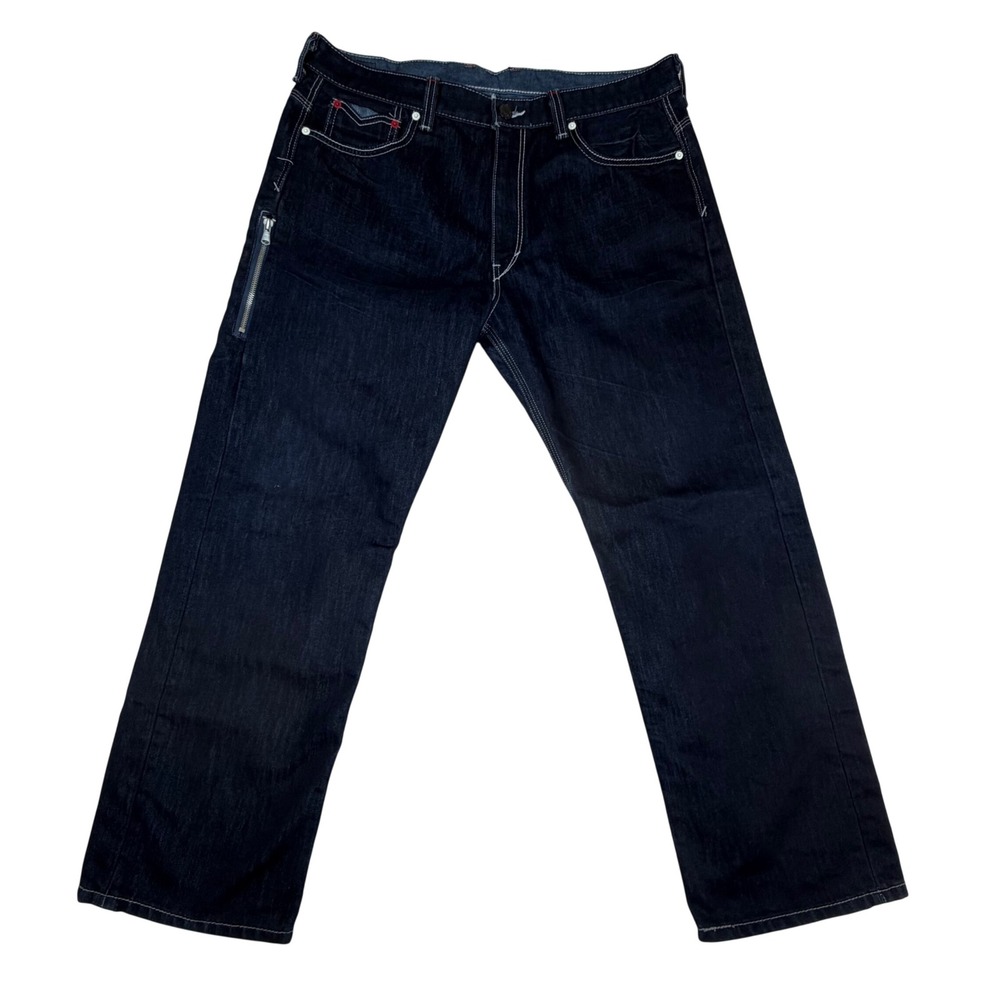 Levis 569 Loose Straight Men's Jeans 36x32 Dark Wash Side Zipper Y2K Baggy Rare
